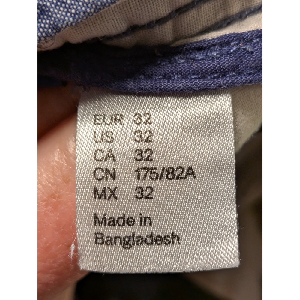 Divided H&M Mens Blue Chambray Cotton Flat Front Shorts Size 32 - Picture 5 of 10
